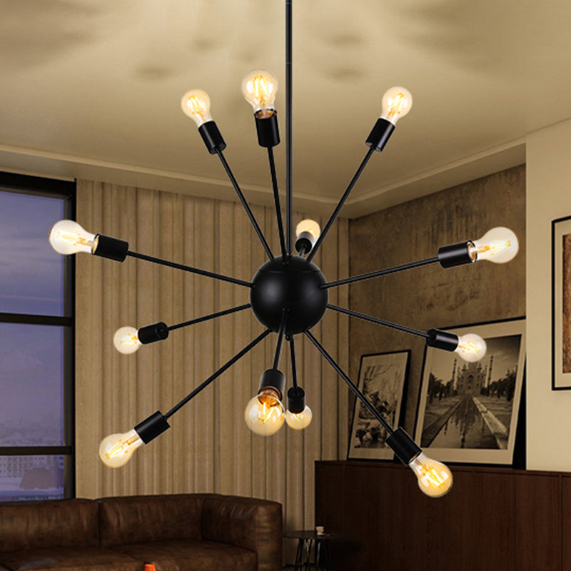 Retro Industrial Black Metal Chandelier Pendant - 9/12 Lights - Dining Room Lighting