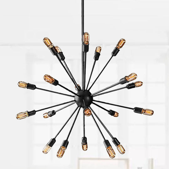 Retro Industrial Black Metal Chandelier Pendant - 9/12 Lights - Dining Room Lighting