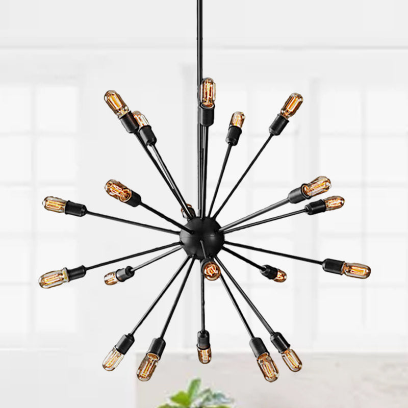 Retro Industrial Black Metal Chandelier Pendant - 9/12 Lights - Dining Room Lighting