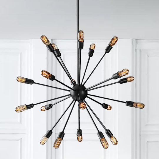 Retro Industrial Black Metal Chandelier Pendant - 9/12 Lights - Dining Room Lighting