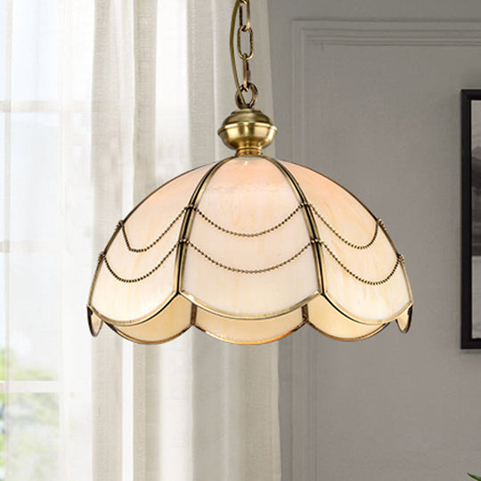 Modern Opal Glass Gold Hanging Light Fixture With Umbrella Design 1 Bulb 14/18 Wide