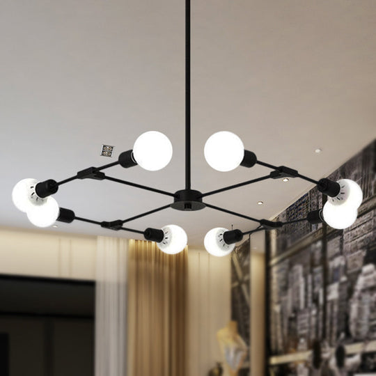 Industrial Style Metallic Black/Gold Chandelier Ceiling Light Fixture - 6/8 Lights for Bedroom