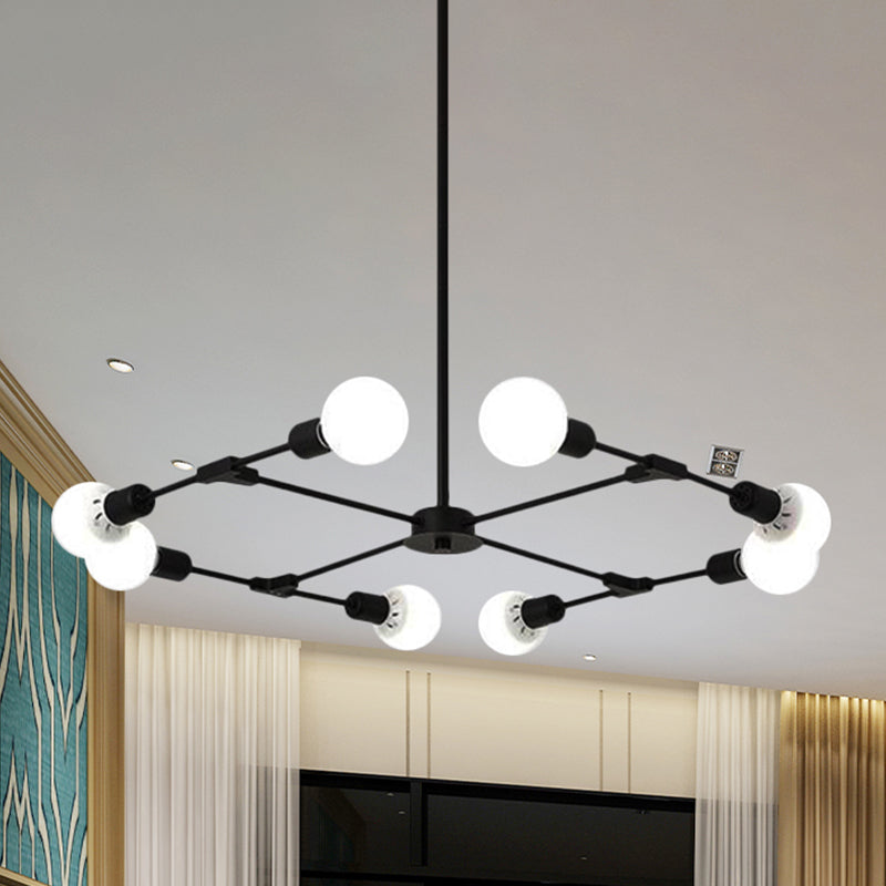 Metallic Black/Gold Chandelier: Modern 6/8 Light Industrial Ceiling Fixture For Bedroom