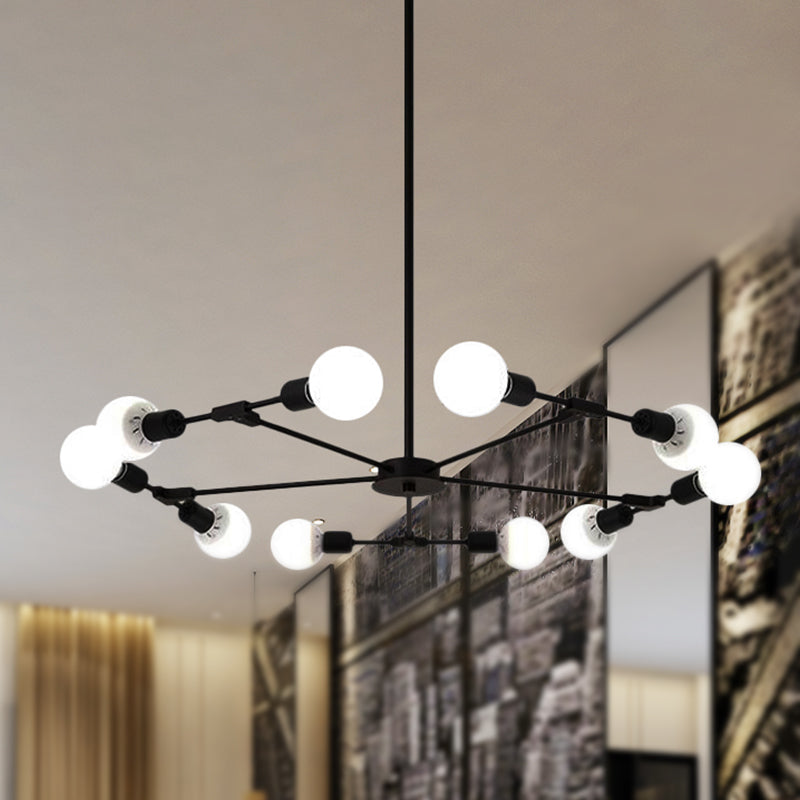 Metallic Black/Gold Chandelier: Modern 6/8 Light Industrial Ceiling Fixture For Bedroom