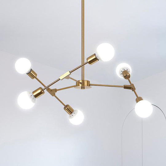 Metallic Black/Gold Chandelier: Modern 6/8 Light Industrial Ceiling Fixture For Bedroom 6 / Gold