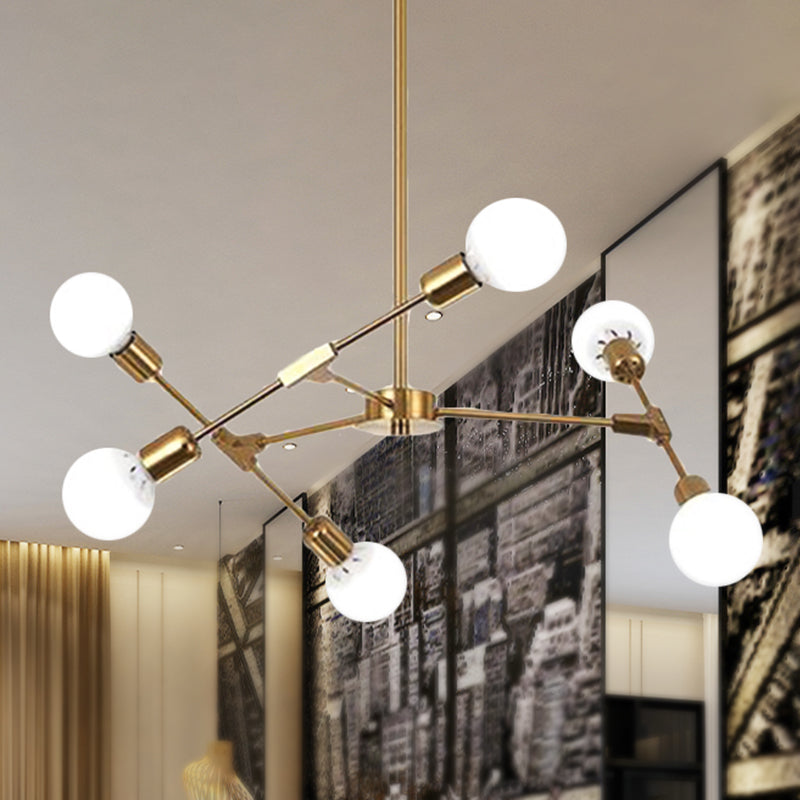 Metallic Black/Gold Chandelier: Modern 6/8 Light Industrial Ceiling Fixture For Bedroom