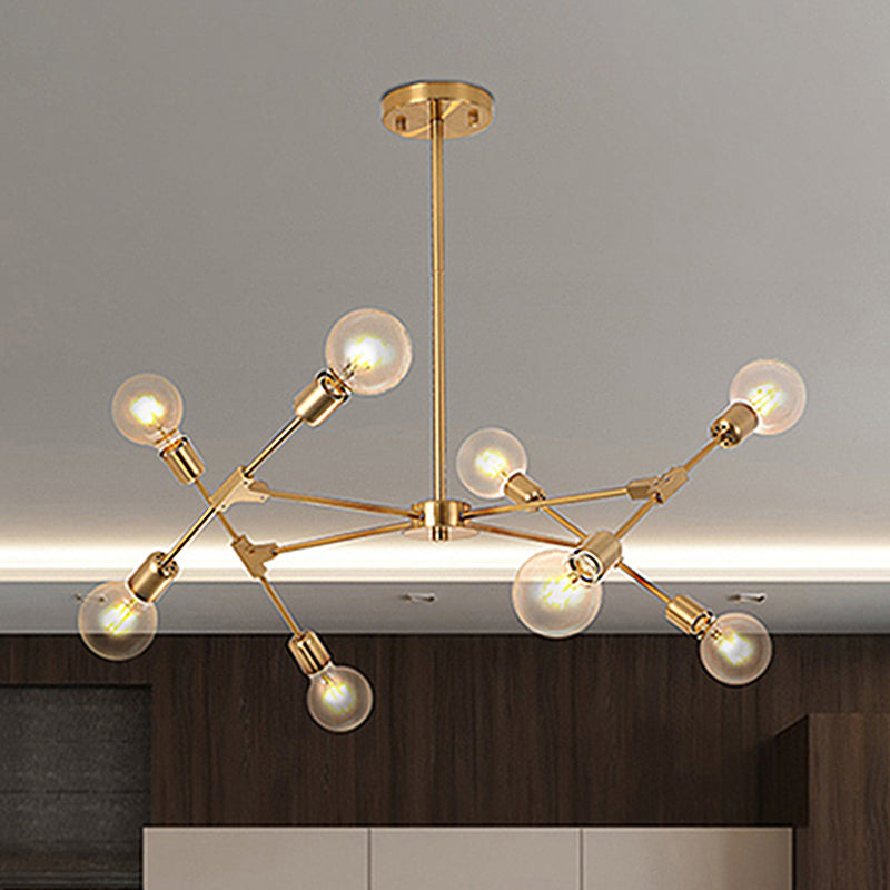 Industrial Style Metallic Black/Gold Chandelier Ceiling Light Fixture - 6/8 Lights for Bedroom