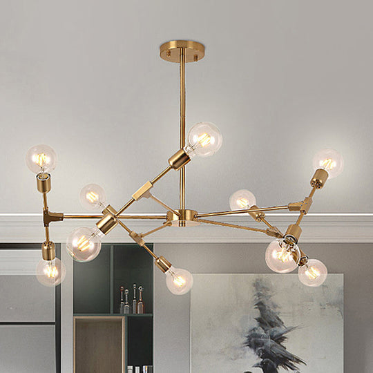 Industrial Style Metallic Black/Gold Chandelier Ceiling Light Fixture - 6/8 Lights for Bedroom