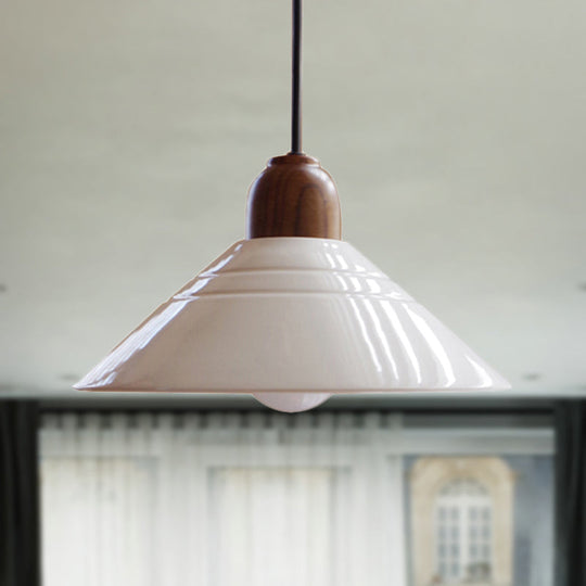 White Conic Pendant Lamp Modern Style Ceramic 1 Light Hanging Light Fixture for Dining Room