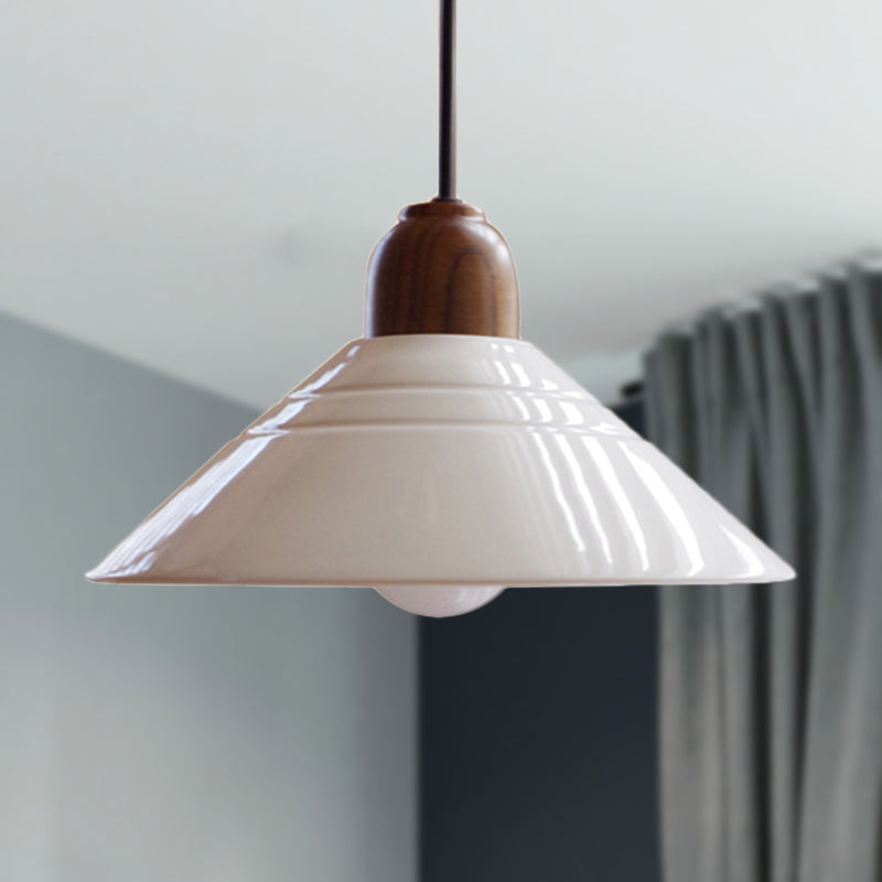 White Conic Pendant Lamp Modern Style Ceramic 1 Light Hanging Light Fixture for Dining Room