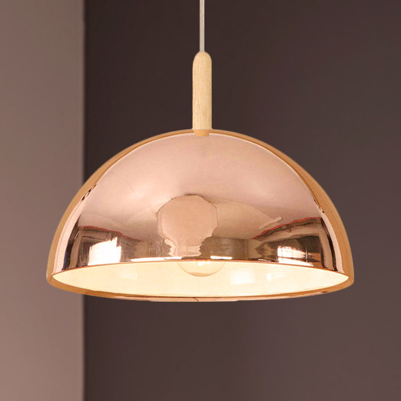 12"/16" Mirrored Pendant Light in Rose Gold - Dome Shade, Retro Style - Ideal for Living Room