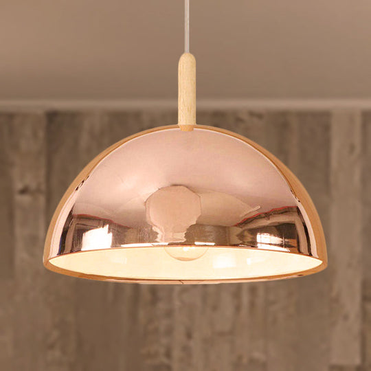 12"/16" Mirrored Pendant Light in Rose Gold - Dome Shade, Retro Style - Ideal for Living Room