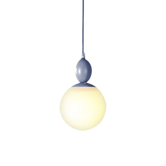 Sleek Spherical Hanging Light With Frosted Glass For Kitchen - 1 Candy Colored Pendant