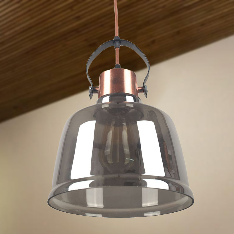 Contemporary Black Pendant Light With Clear Glass Dome - Grey/Amber Finish Grey