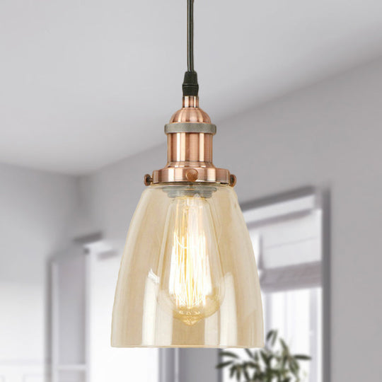 Farmhouse 1 Light Pendant Ceiling With Brass/Copper Finish And Clear Glass Copper