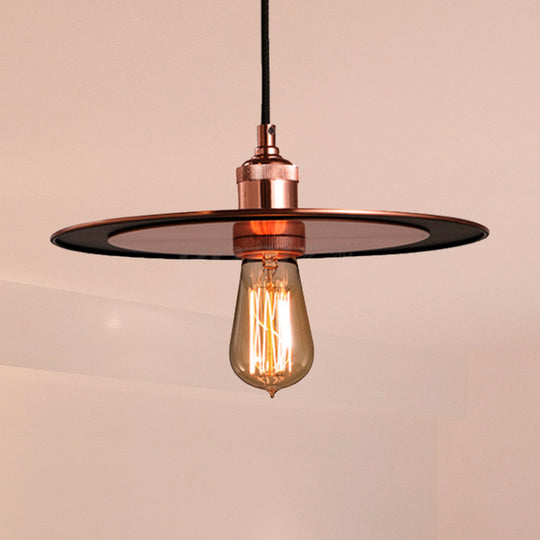 Hallway Pendant Lamp - Industrial Iron Bronze/Copper Finish Flat Shade 1 Light Ceiling Hanging