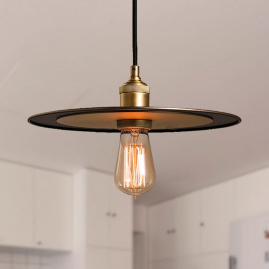 Hallway Pendant Lamp - Industrial Iron Bronze/Copper Finish Flat Shade 1 Light Ceiling Hanging