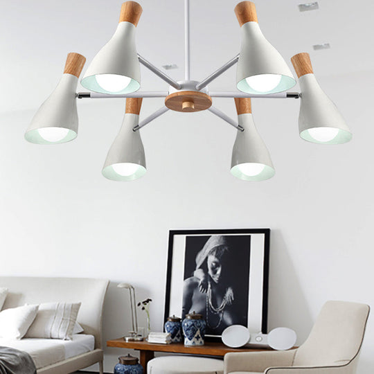 Nordic Style Metal Chandelier With 6 Lights For Girls Bedroom Or Cloth Shop White