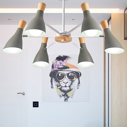 Nordic Style Metal Chandelier With 6 Lights For Girls Bedroom Or Cloth Shop