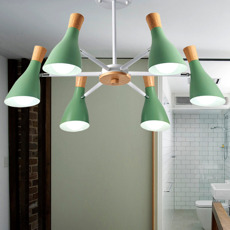 Nordic Style Metal Chandelier With 6 Lights For Girls Bedroom Or Cloth Shop