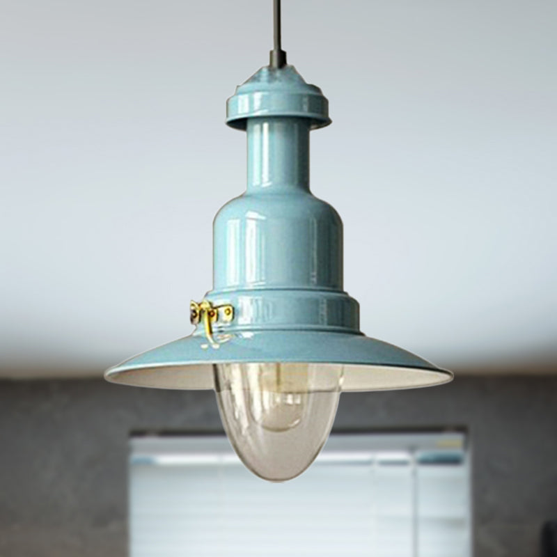 Blue and Yellow Metallic Pendant Ceiling Light for an Industrial and Stylish Living Room