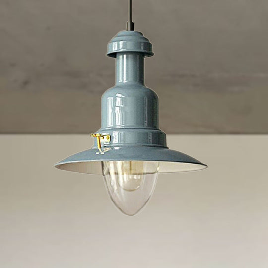 Blue and Yellow Metallic Pendant Ceiling Light for an Industrial and Stylish Living Room