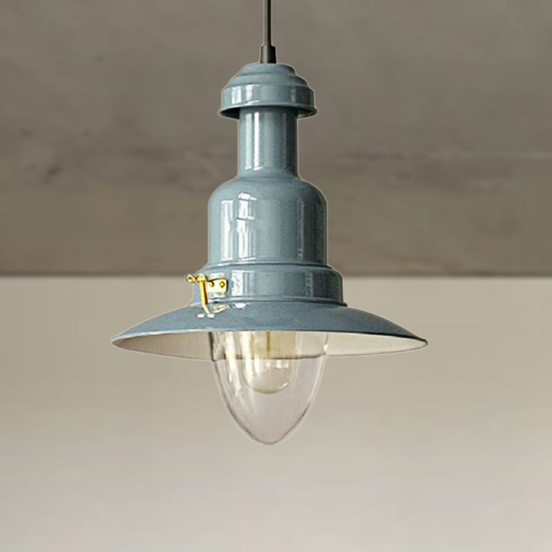 Industrial Stylish Saucer Ceiling Pendant Light In Blue/Sky Blue/Yellow For Living Room Blue