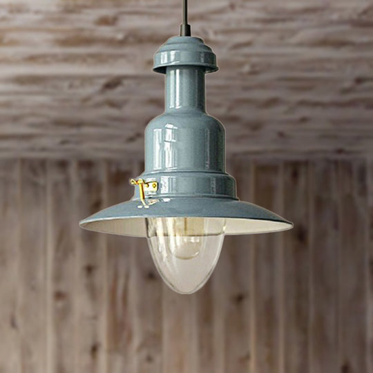 Blue and Yellow Metallic Pendant Ceiling Light for an Industrial and Stylish Living Room