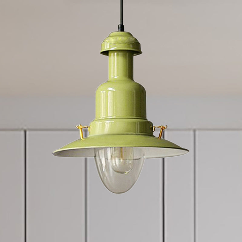 Blue and Yellow Metallic Pendant Ceiling Light for an Industrial and Stylish Living Room