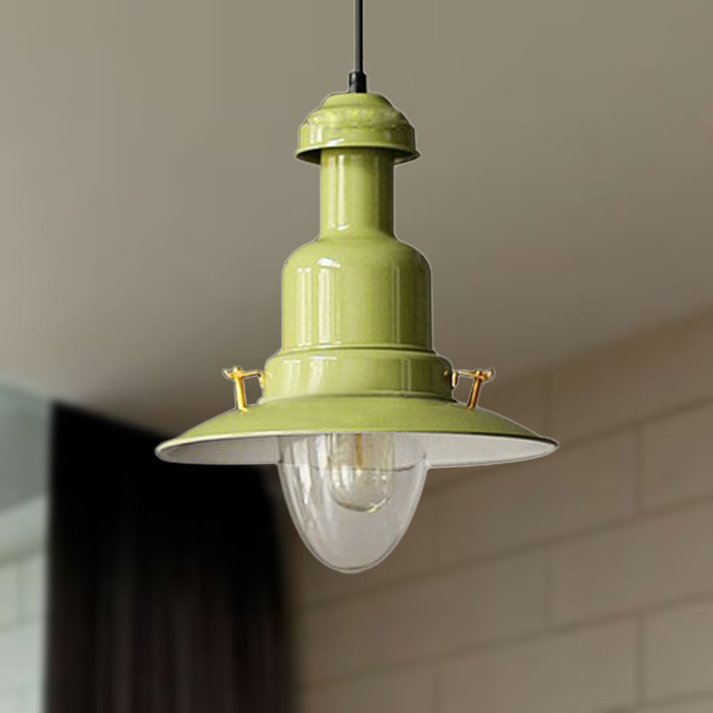 Blue and Yellow Metallic Pendant Ceiling Light for an Industrial and Stylish Living Room