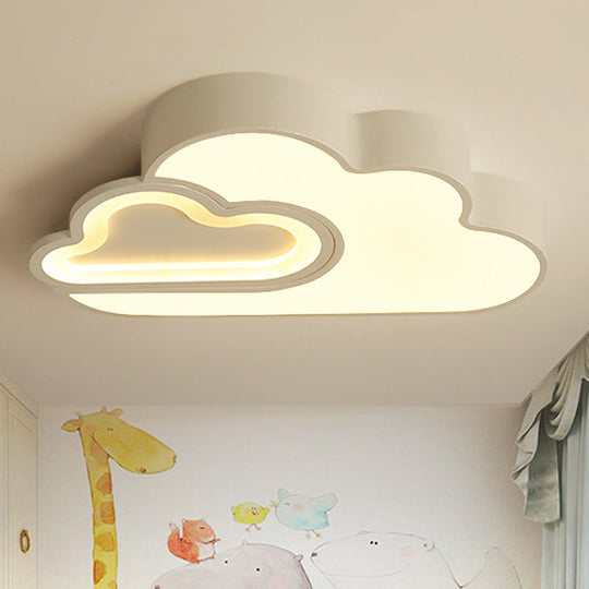 White Cloud LED Ceiling Light for Kid's Bedroom - Contemporary Acrylic Lamp