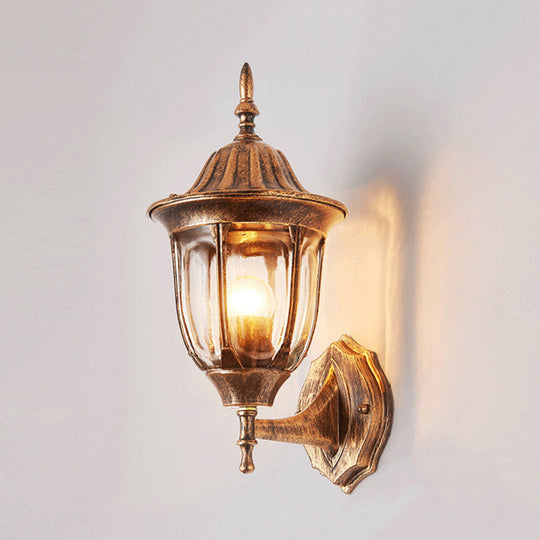 Industrial Outdoor Wall Light Fixture - Kerosene Clear Glass Rust Sconce Lamp