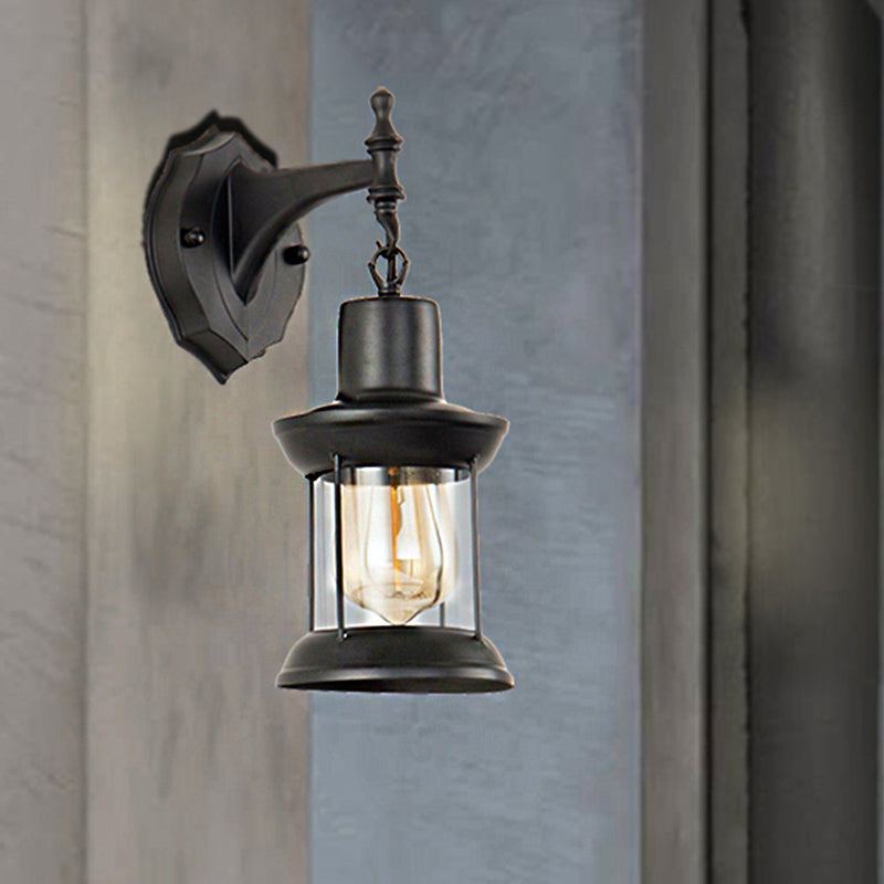 Modern Industrial 1-Light Clear Glass Sconce Wall Lantern For Kitchen