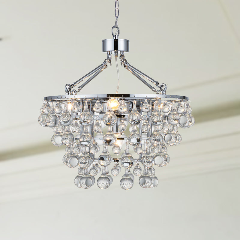 Contemporary Metal Chandelier - 5-Light Ceiling Fixture With Glass Ball For Modern Living Rooms