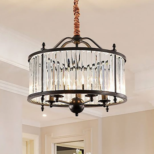 Rustic Crystal Prism Chandelier - Hanging Ceiling Light For Dining Room (3/5 Lights Black) 5 / Black