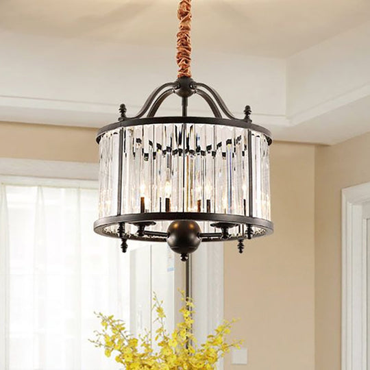 Rustic Crystal Prism Chandelier - Hanging Ceiling Light For Dining Room (3/5 Lights Black) 3 / Black