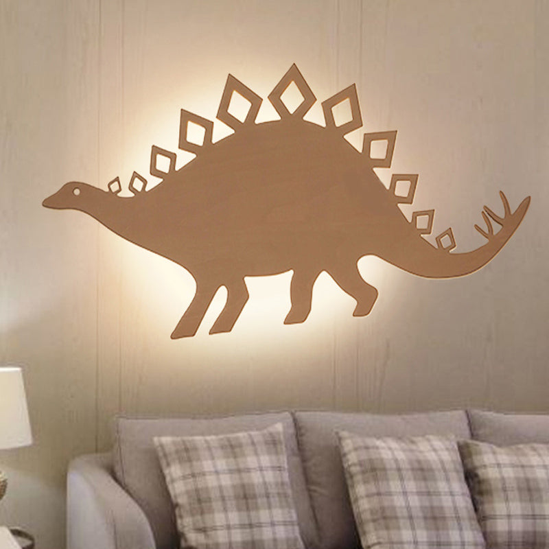 Wooden Led Animal Dragon Titanosauria Wall Sconce For Boys Bedroom Or Nursery Wood