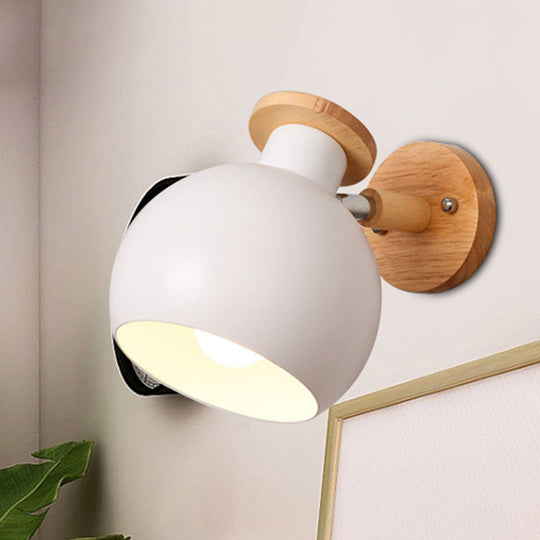 Rotatable Metal Spherical Wall Lamp - Kindergarten 1-Light Macaron Sconce Light