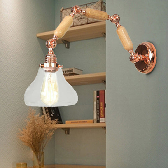 Industrial Clear Glass Wall Sconce With Cone Shade - Stylish Living Room Lighting