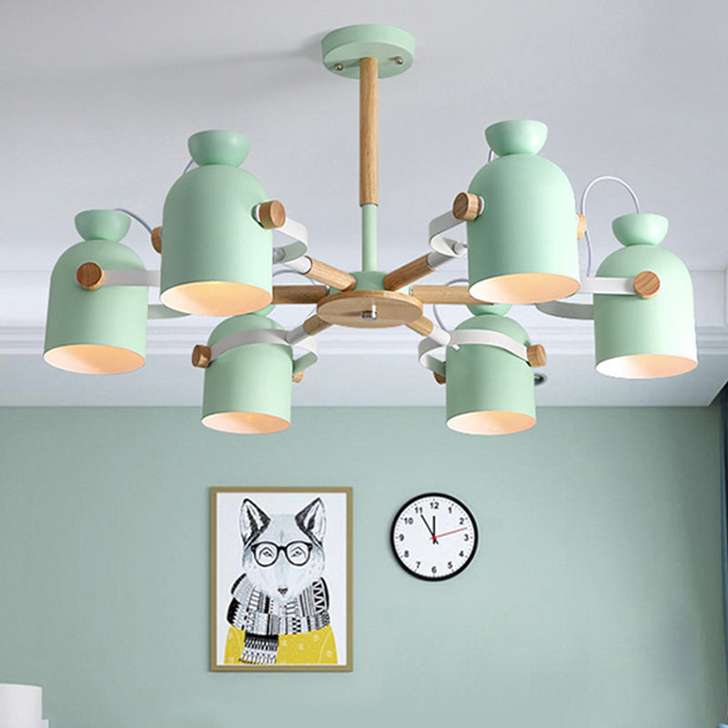 Rotatable 6-Light Macaron Style Pendant Light For Kindergarten Classrooms