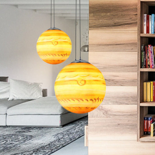 Modern Chrome Pendant Lamp With Globe Shade For Kids Bedroom Ceiling