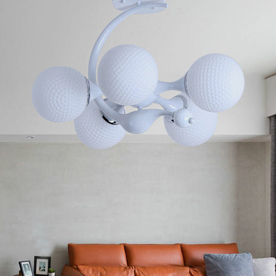 Contemporary Metal Pendant Light With Spherical Shade - 5 Bulbs White Ideal For Office Décor