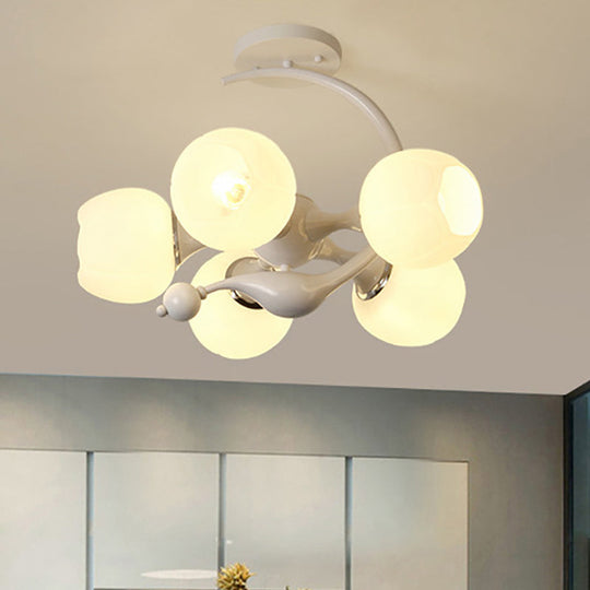 Contemporary Metal Pendant Light With Spherical Shade - 5 Bulbs White Ideal For Office Décor