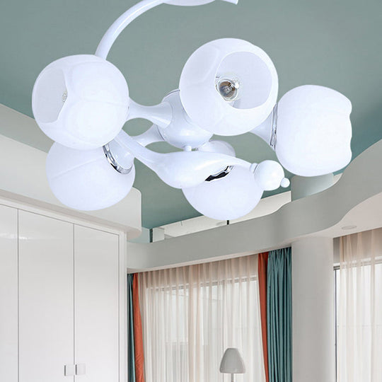 Contemporary Metal Pendant Light With Spherical Shade - 5 Bulbs White Ideal For Office Décor