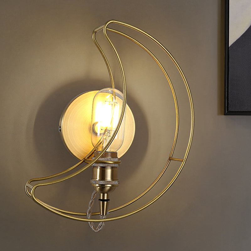 Golden Metallic Wire Frame Wall Sconce For Baby Room Or Bathroom Gold / B