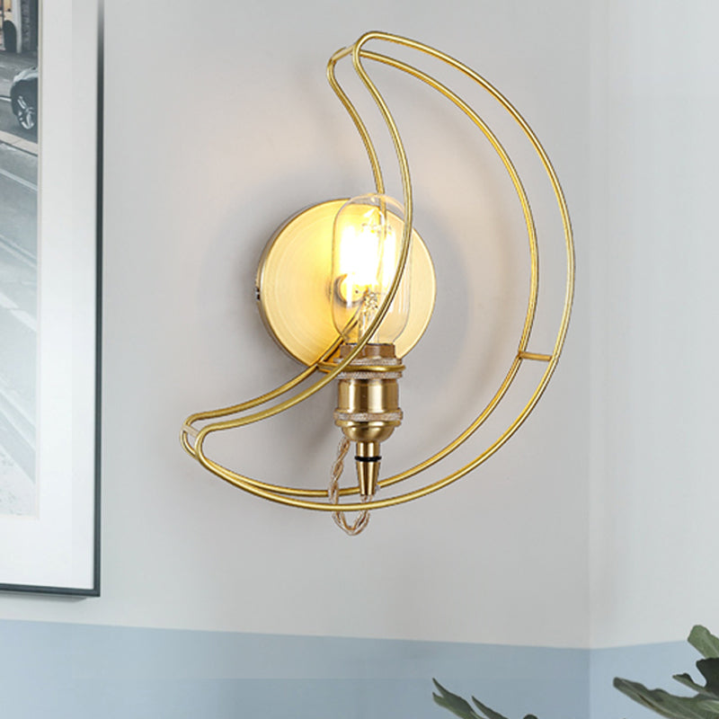 Golden Metallic Wire Frame Wall Sconce For Baby Room Or Bathroom