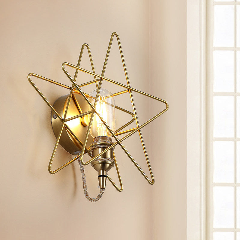 Golden Metallic Wire Frame Wall Sconce For Baby Room Or Bathroom