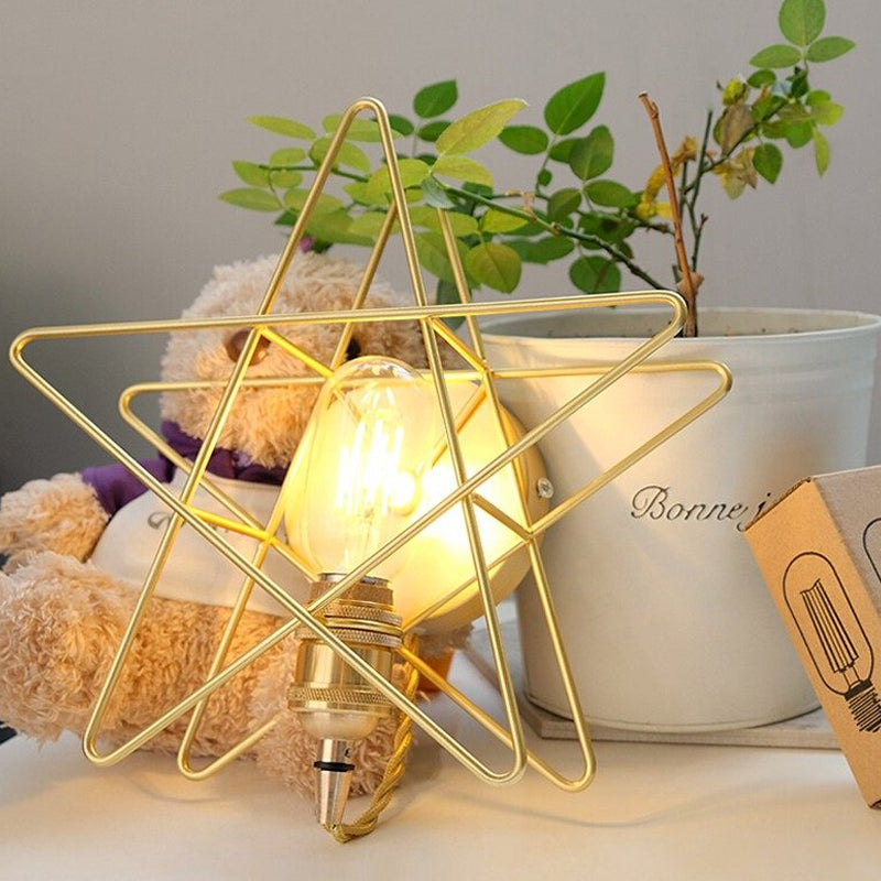 Golden Metallic Wire Frame Wall Sconce For Baby Room Or Bathroom