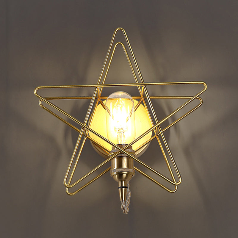 Golden Metallic Wire Frame Wall Sconce For Baby Room Or Bathroom