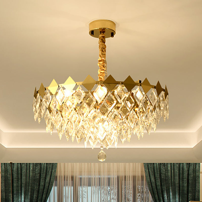 Postmodern 6-Light Gold Chandelier: Crystal Bowl Ceiling Light Fixture For Living Room